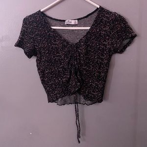 Hollister Black/Floral Crop Top
